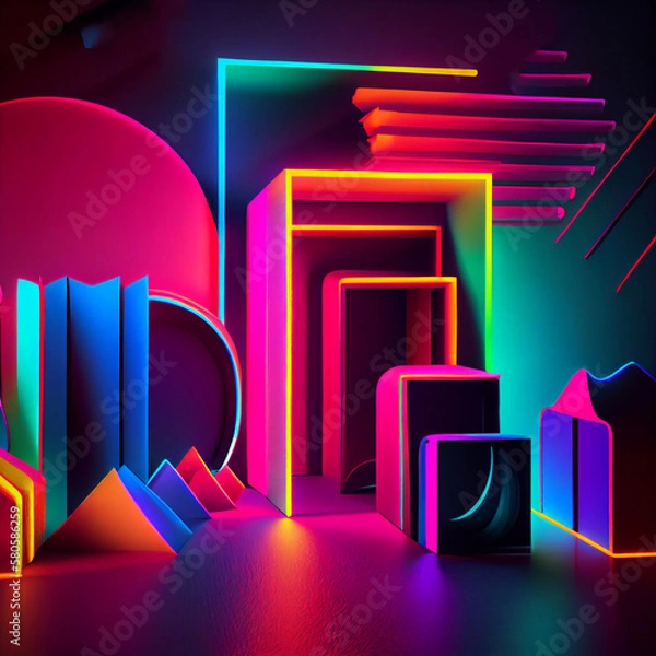 Fototapeta Colorful neon background. Created by AI tool.