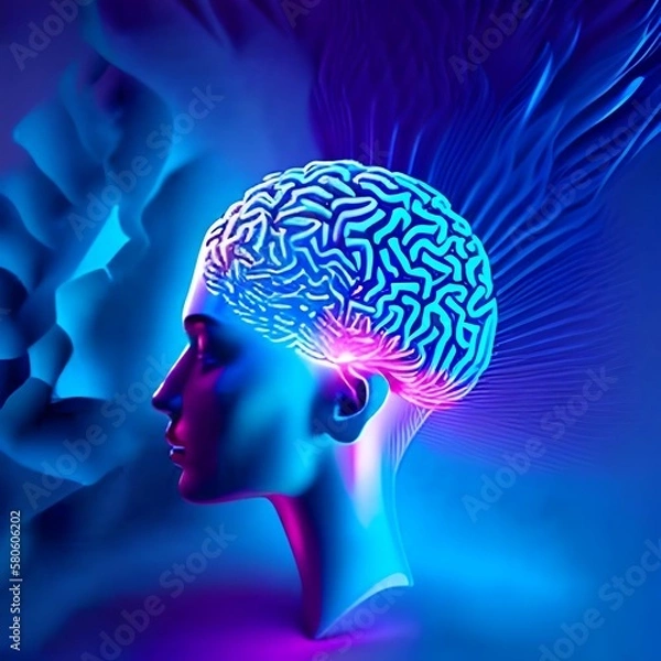 Fototapeta Cyborg,human brain, artificial intelligence 