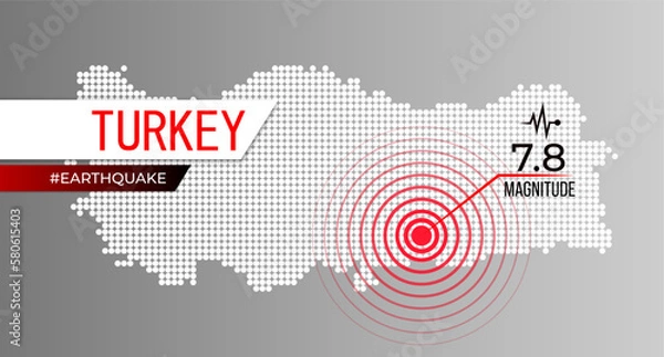 Obraz Turkey earthquake. Major earthquakes in eastern Turkey on February 6, 2023.