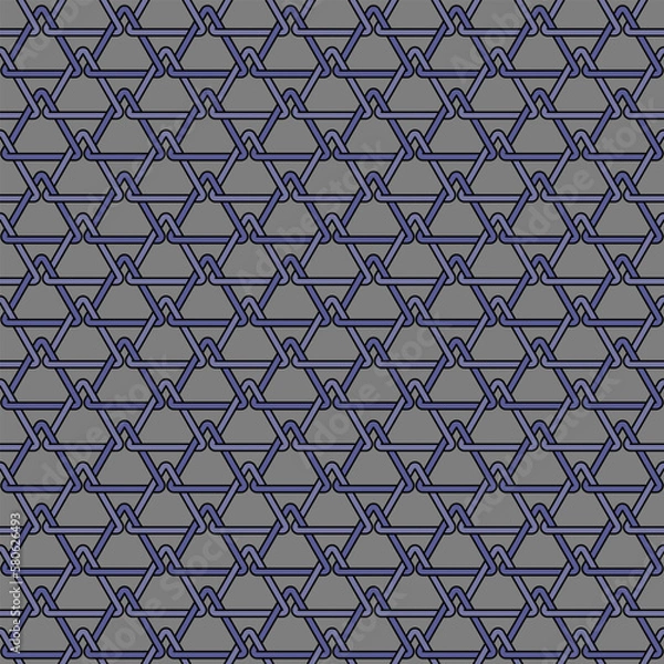 Fototapeta Rounded triangle seamless vector pattern with grey background repeating
