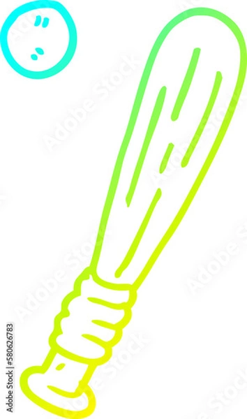 Fototapeta cold gradient line drawing cartoon baseball bat