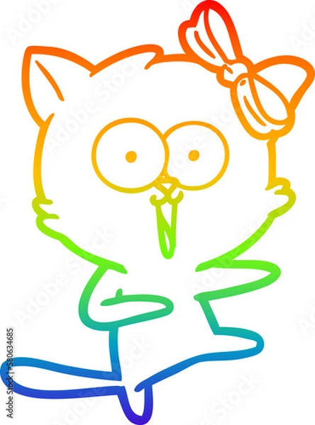 Obraz rainbow gradient line drawing cartoon cat