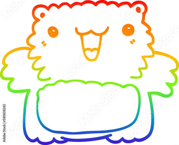 Obraz rainbow gradient line drawing cartoon bear