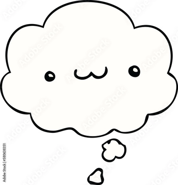Fototapeta happy cartoon expression and thought bubble