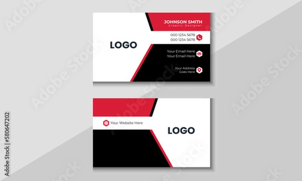 Fototapeta Creative modern corporate horizontal business card template. Vector art and design