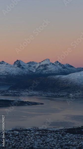 Obraz On the top of Mount Fløya, offers a fantastic view of the city of Tromso and the fjords