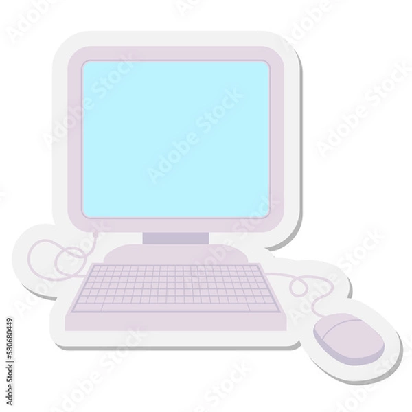 Fototapeta computer with mouse and keyboard sticker