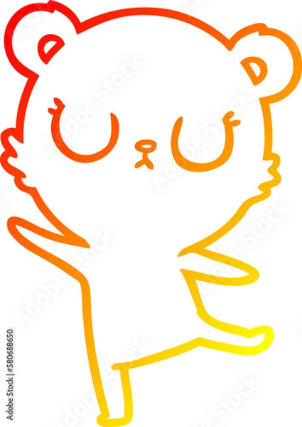 Obraz warm gradient line drawing peaceful cartoon polar bear