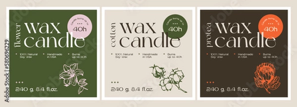 Fototapeta Abstract botanical vector cosmetics printable label design template for branding packaging design