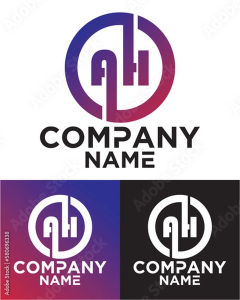 Obraz A H lettering with square design vector template