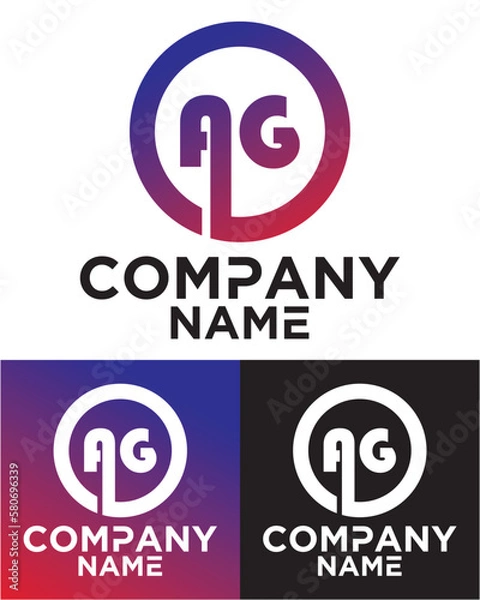 Obraz A G lettering with square design vector template