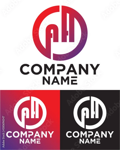 Obraz A H lettering with square design vector template