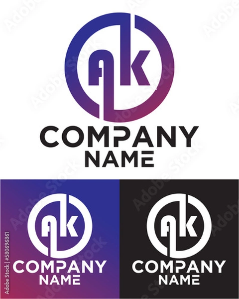 Obraz A K lettering with square design vector template