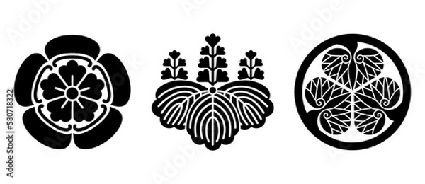 Obraz 織田家、豊臣家、徳川家の家紋。
戦国時代の武将のトレードマークです。