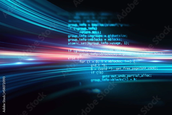 Obraz Programming code abstract technology background of software developer and  Computer script 3d illustration