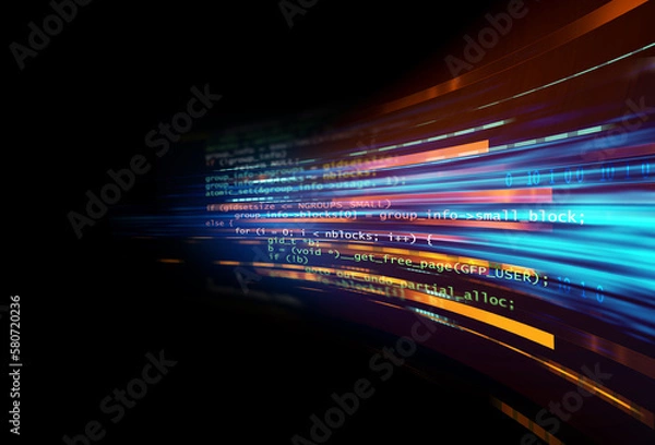 Fototapeta Programming code abstract technology background of software developer and  Computer script 3d illustration