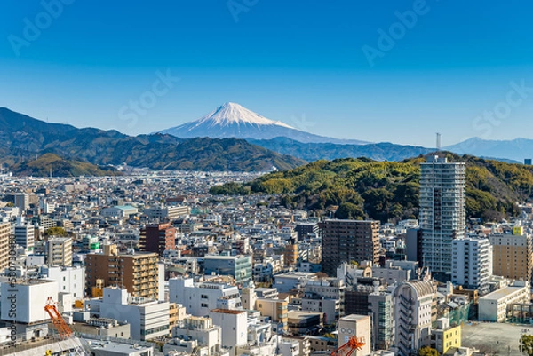 Obraz 静岡市の街並みと富士山を眺める眺望
