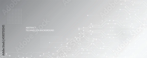 Obraz Gray white technology background, cutting-edge technology and science line design, can be used as a background image in various ways.