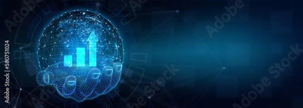 Fototapeta Business, Technology, Internet and network concept. Financial Graph. Stock Market chart. Forex Investment. 3d illustration
