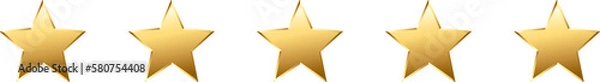Obraz 3d Metal Stars Gold .5 star rating icon illustration. Isolated badge for website or app