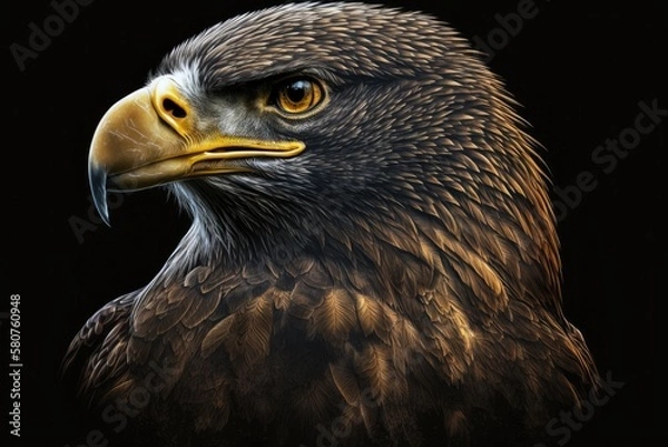 Fototapeta black background with an eagle. Generative AI