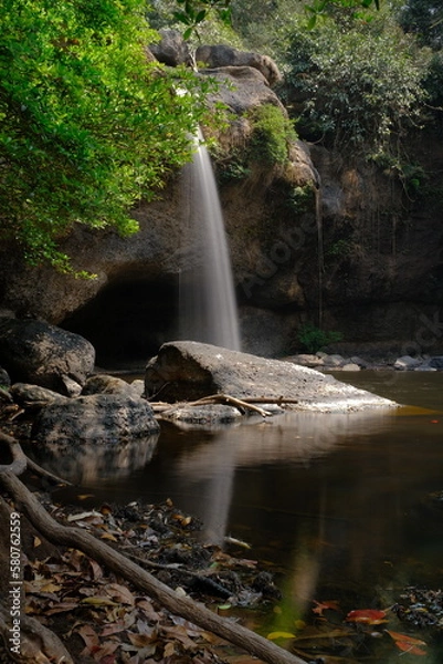 Fototapeta Haew Suwat Waterfall is naturally beautiful in the big forest.