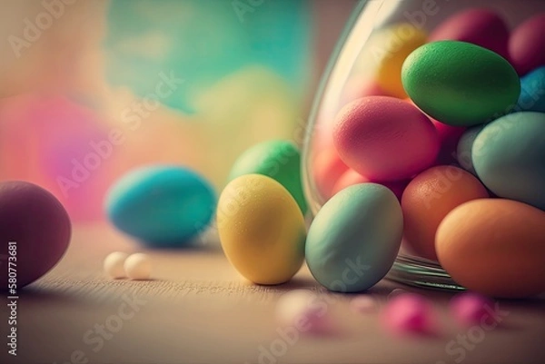Fototapeta Easter Sunday Celebrations: Colorful Bokeh Photography - AI generated