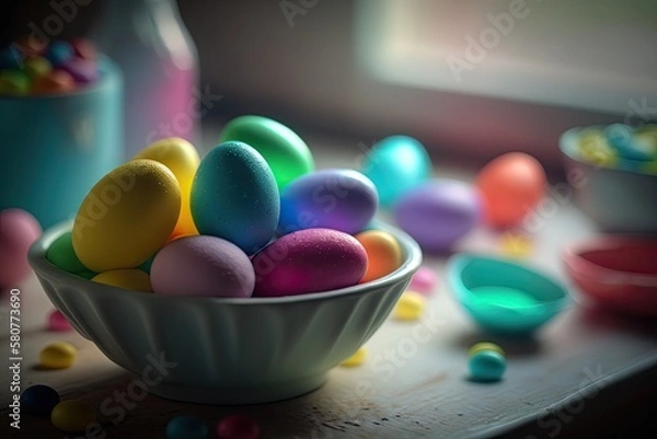 Fototapeta Bokeh Easter Sunday: Vibrant Colors and Dreamy Photography - AI generated