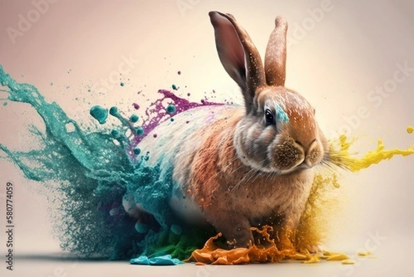 Fototapeta Professional Quality Easter Bunny: Color Grading and Soft Shadows - AI generated