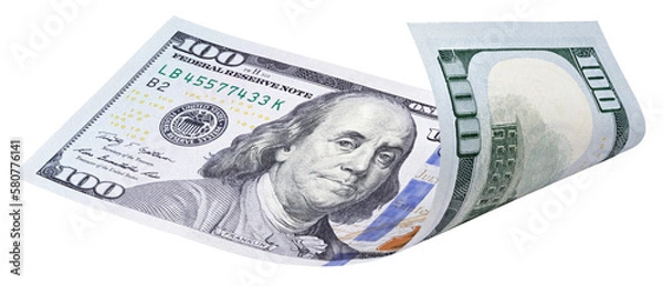 Obraz One hundred dollar bill isolated on transparent background