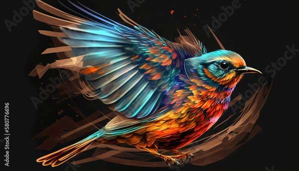 Fototapeta beautiful illustration of an abstract bird background with colorful splashes, generative ai