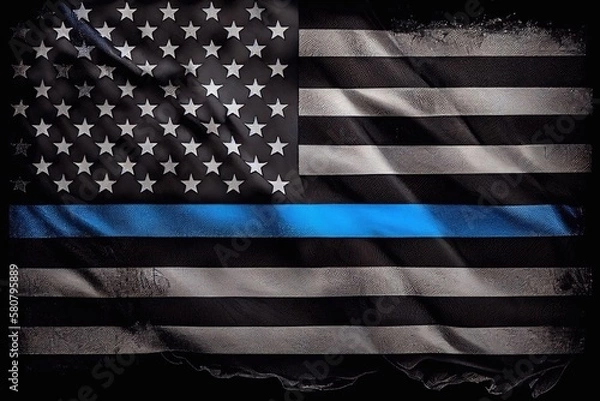 Fototapeta Thin Blue Line USA Flag formed out of bullets illustration, Generative AI