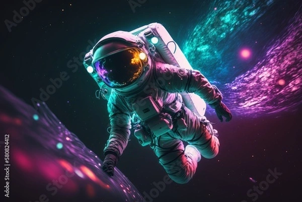 Obraz astronaut in neon cloud