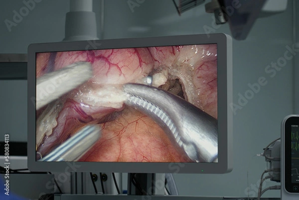 Obraz gastric sleeve surgery. Endoscopic surgery and patient stomach