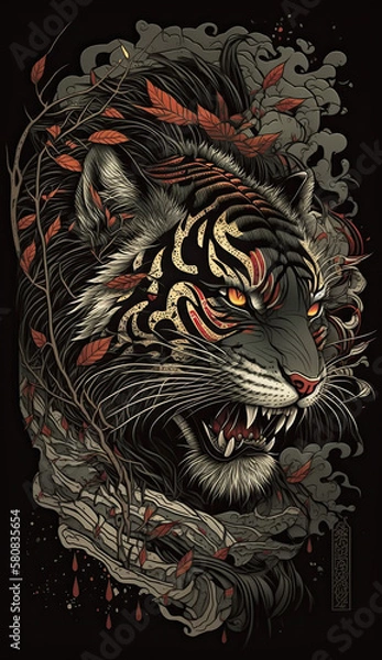 Fototapeta Tiger Japan Tattoo