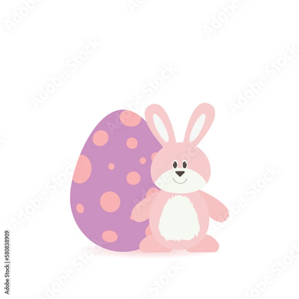 Obraz Easter bunnies with an egg. Vector illustration.