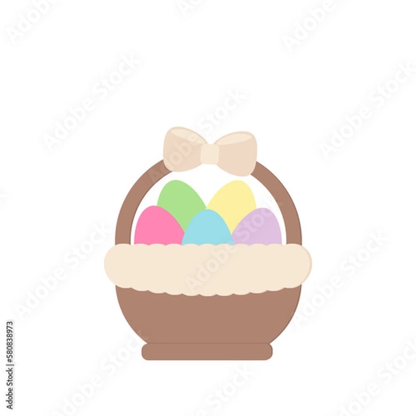 Obraz Easter basket with eggs. Vector illustration.