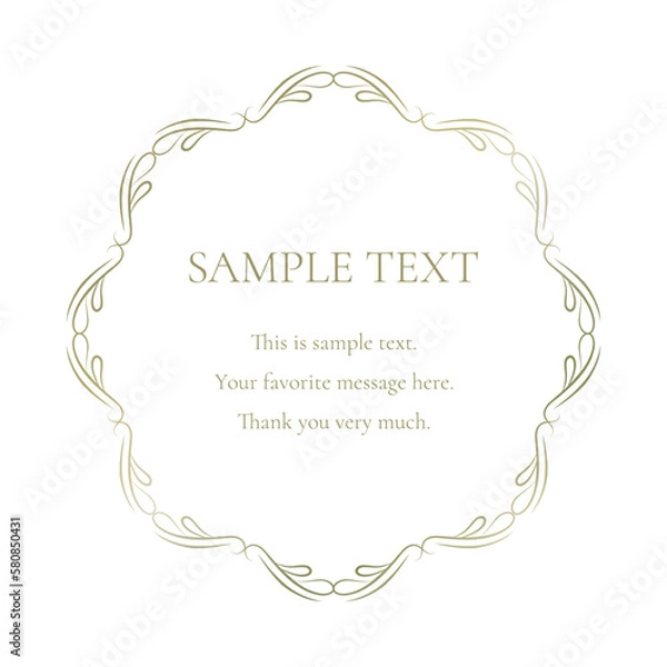 Fototapeta 素材_フレーム_ゴールドの豪華な雰囲気の飾り枠。シンプルで高級感のある囲みのデザイン