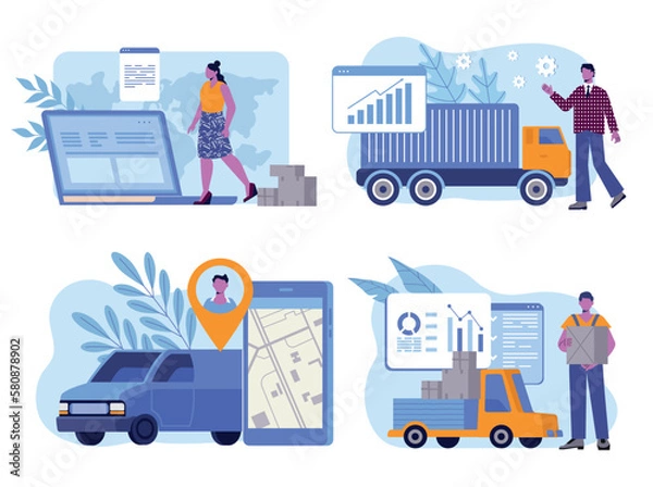 Fototapeta Logistic service set