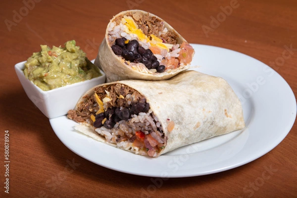 Obraz Burrito with beef, beans and tomatoes