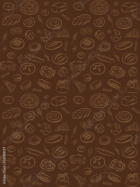 Fototapeta vector pattern of seamless background with bakery products