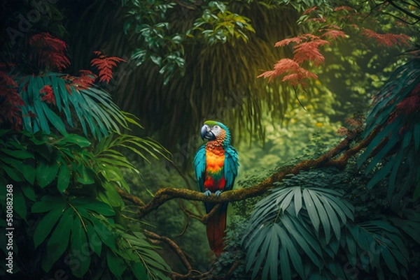 Obraz Macaw in nature AI technology