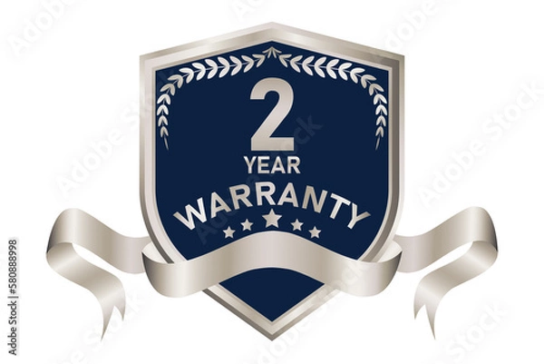 Fototapeta blue and silver warranty badge illustration, in premium colors, seals, medals, shields, badges, scrolls, and ornaments