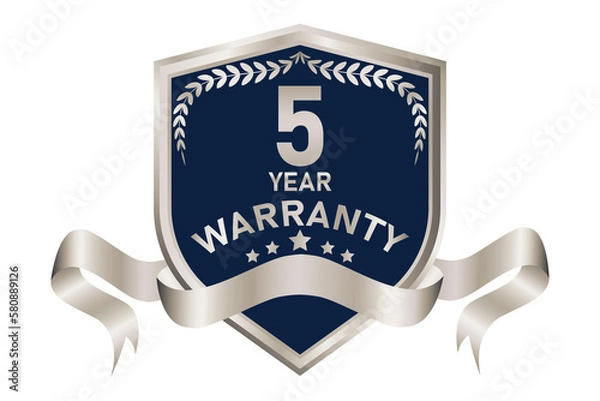 Fototapeta blue and silver warranty badge illustration, in premium colors, seals, medals, shields, badges, scrolls, and ornaments