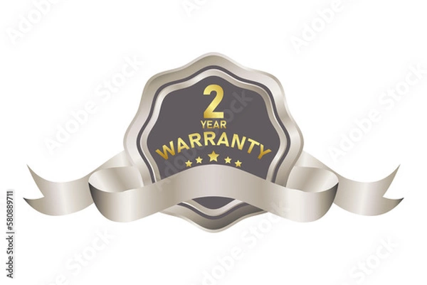 Fototapeta warranty badge illustration in gold silver color, in premium colors, seals, medals, shields, badges, scrolls, and ornaments