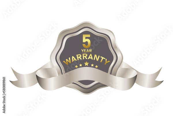 Fototapeta warranty badge illustration in gold silver color, in premium colors, seals, medals, shields, badges, scrolls, and ornaments