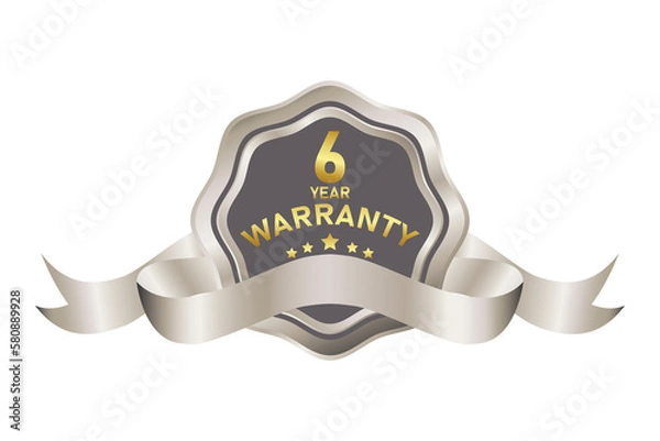 Fototapeta warranty badge illustration in gold silver color, in premium colors, seals, medals, shields, badges, scrolls, and ornaments