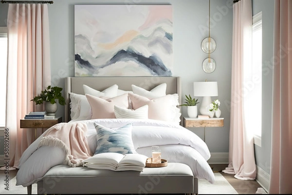 Obraz bed room with family, dark bed room, bed room night, empty bed room, bed room wall, room setting, bed setting, bed room, setting generative ai tool