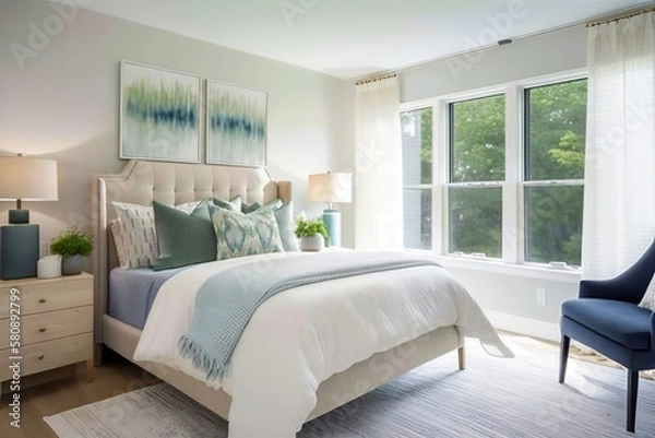 Obraz bed room with family, dark bed room, bed room night, empty bed room, bed room wall, room setting, bed setting, bed room, setting generative ai tool