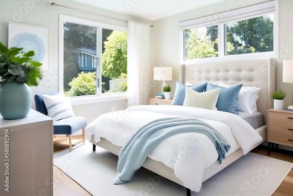 Obraz bed room with family, dark bed room, bed room night, empty bed room, bed room wall, room setting, bed setting, bed room, setting generative ai tool